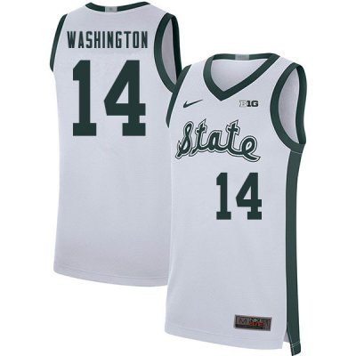 Men Michigan State Spartans NCAA #14 Brock Washington White Authentic Nike Retro Stitched College Basketball Jersey RK32A77CX